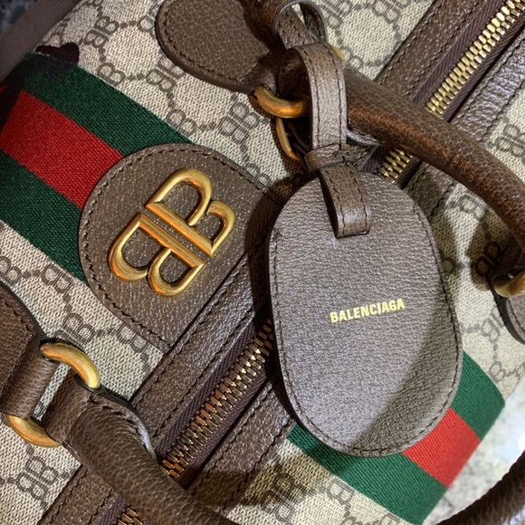 Balenciaga x Gucci Hacker Beige Web Graffiti Medium Duffle Bag - 100% authentic - Picture 12 of 12